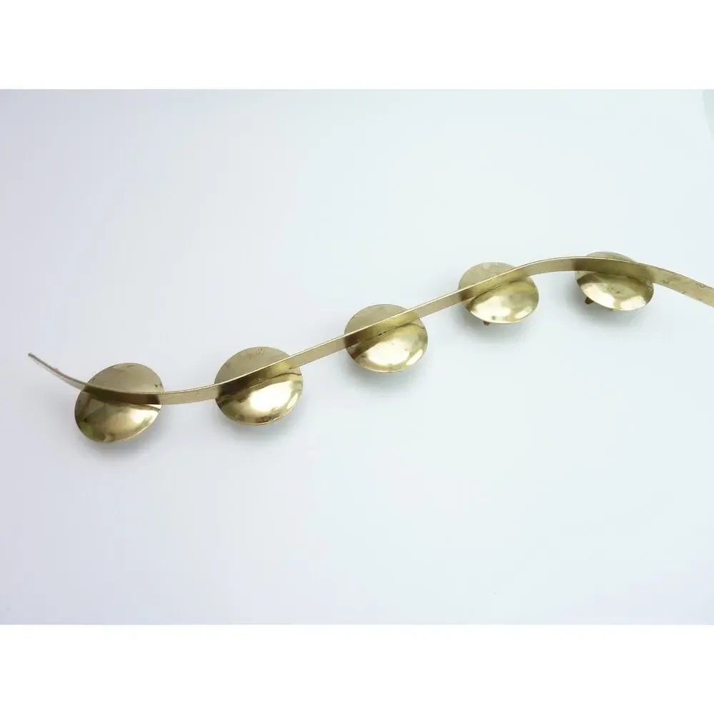 Vintage Brass Candelabra 5 Candle Holder Low Table Centerpiece Antique Metal 16